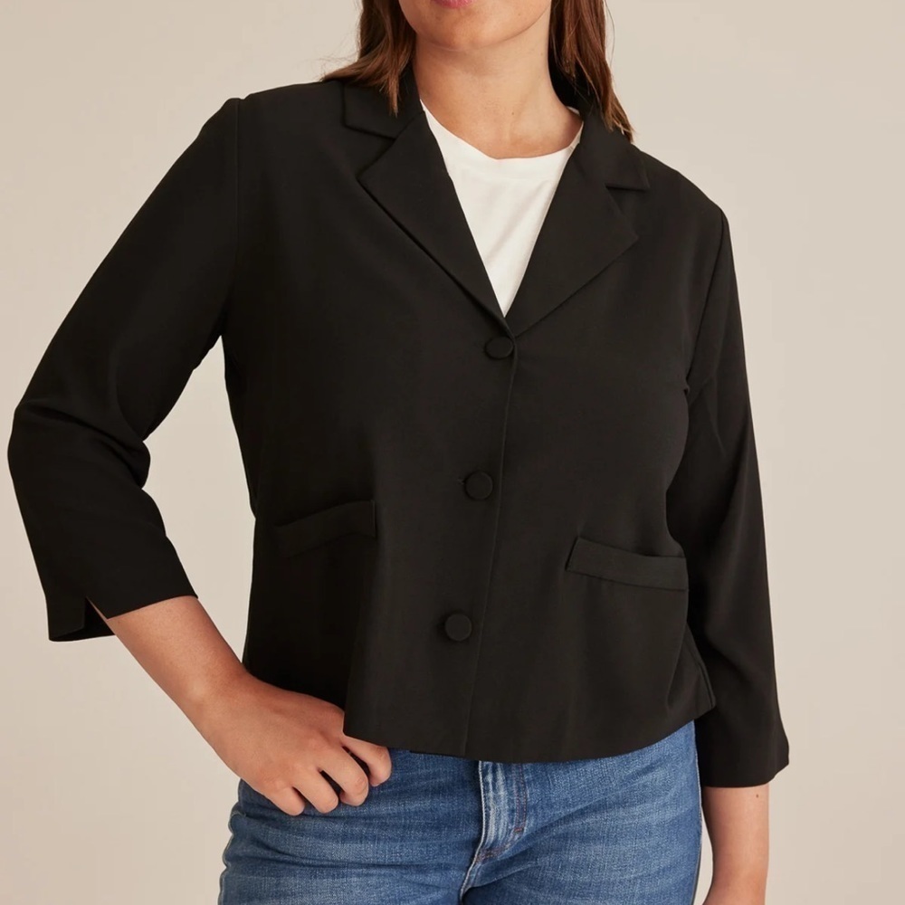 Marville Road Cornelia Black 3/4 Sleeve Blazer Size 36/6us